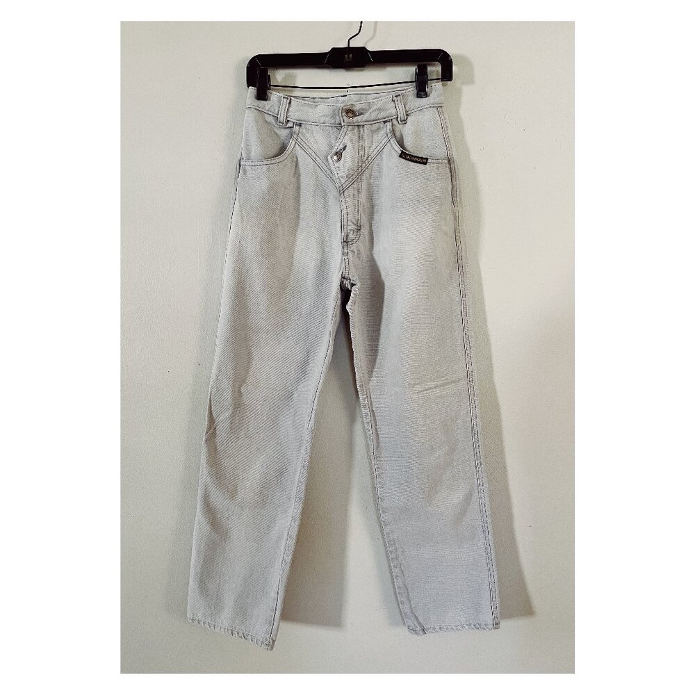 VTG Rocky Mountain Clothing Sz 26x28 Lt Gray Bareback Denim Jeans